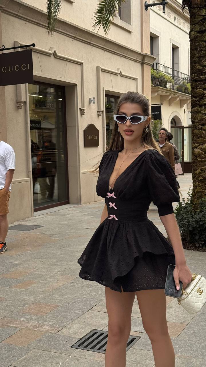 Black Eyelet Bow Playsuit