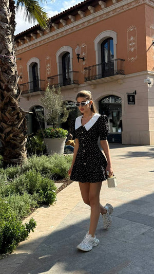 Black Petal Collar Mini Dress