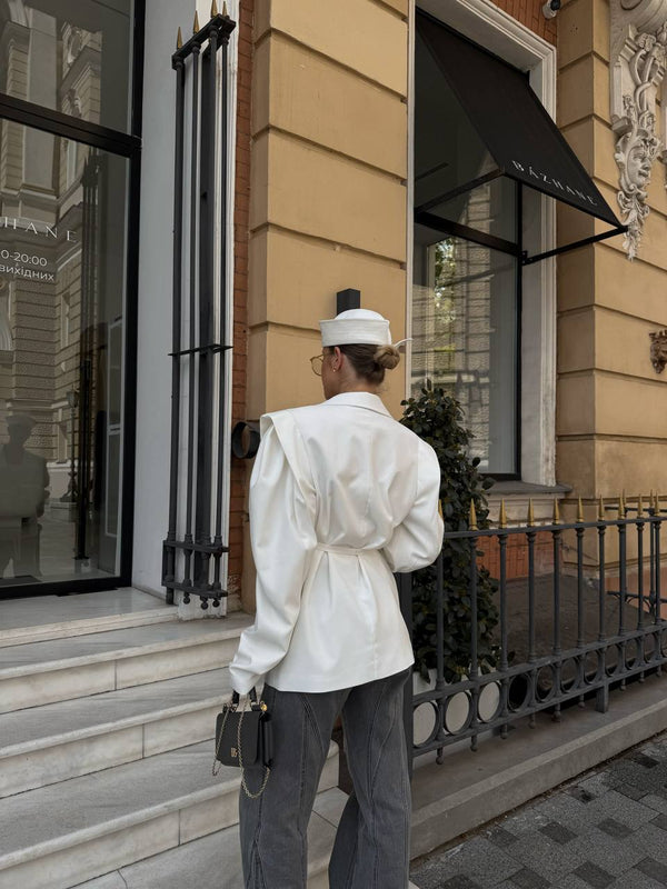 White Bali Belted Blazer