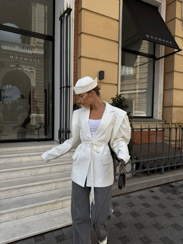 White Bali Belted Blazer