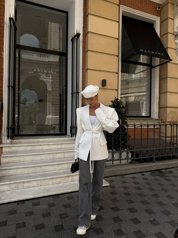 White Bali Belted Blazer