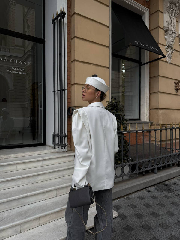 White Bali Belted Blazer