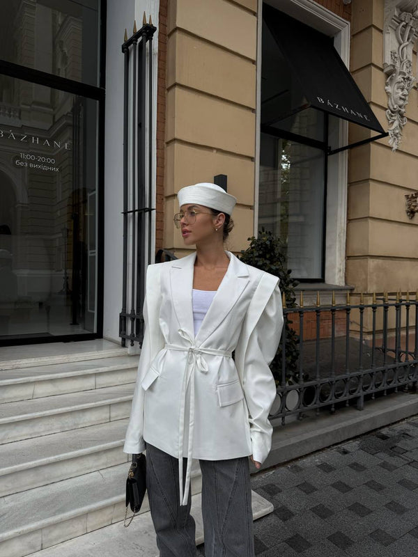 White Bali Belted Blazer