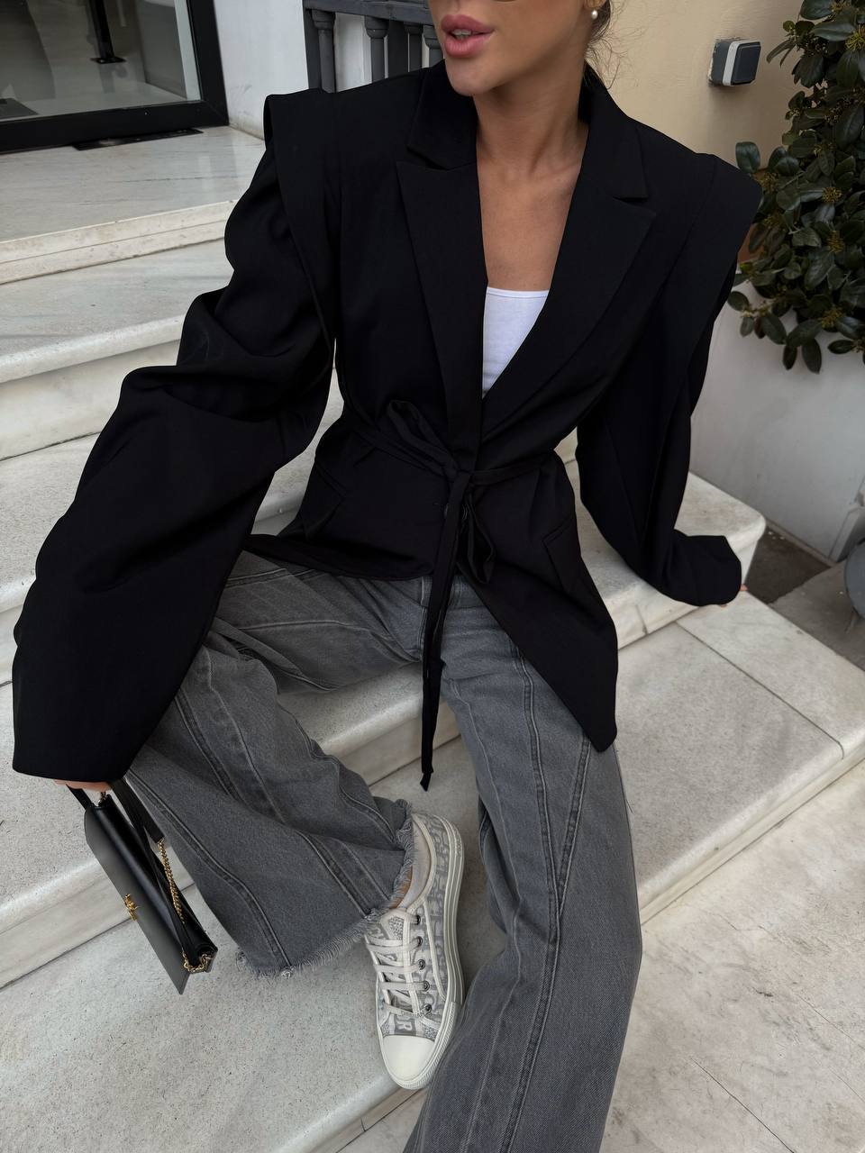 Black Bali Belted Blazer