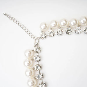 Double Strand Pearl & Crystal Necklace