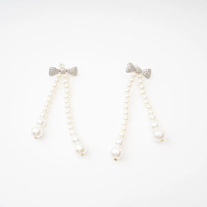 Pearl Bow Drop Earrings