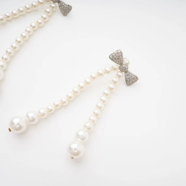 Pearl Bow Drop Earrings