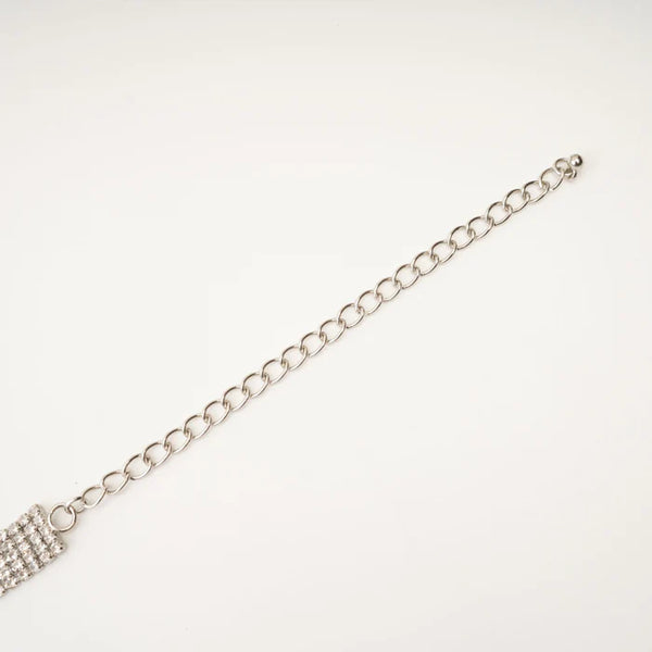 Silver Crystal Fringe Statement Choker