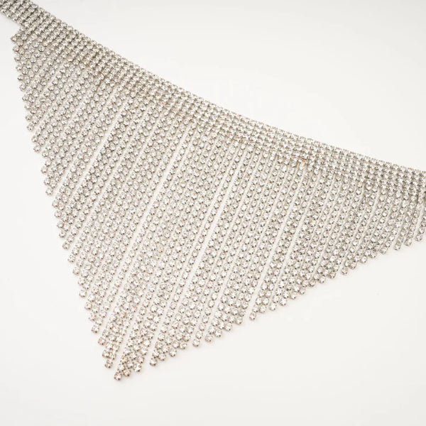 Silver Crystal Fringe Statement Choker