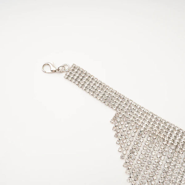 Silver Crystal Fringe Statement Choker