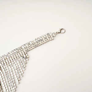 Silver Crystal Fringe Statement Choker