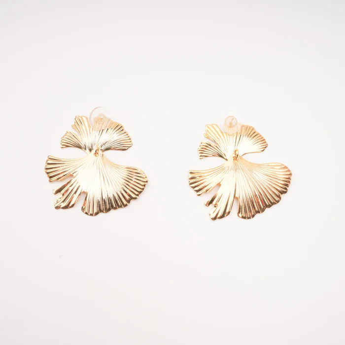 Gold Gingko Leaf Statement Earrings