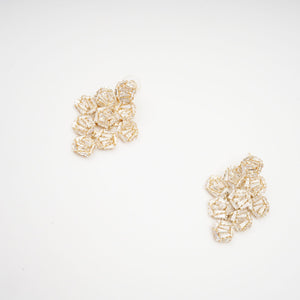 Gold Cluster Earrings with Baguette Crystals