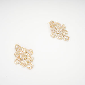 Gold Cluster Earrings with Baguette Crystals