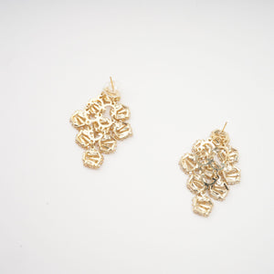 Gold Cluster Earrings with Baguette Crystals