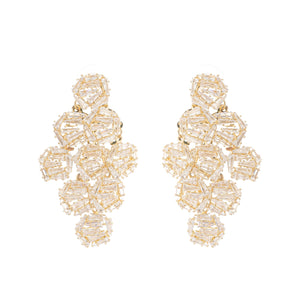 Gold Cluster Earrings with Baguette Crystals