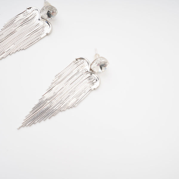 Crystal Top Long Fringe Drop Earrings