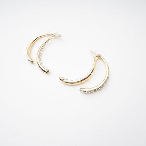 Crystal Accent Gold Crescent Earrings