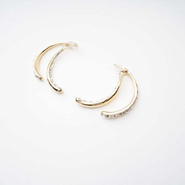 Crystal Accent Gold Crescent Earrings