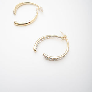 Crystal Accent Gold Crescent Earrings