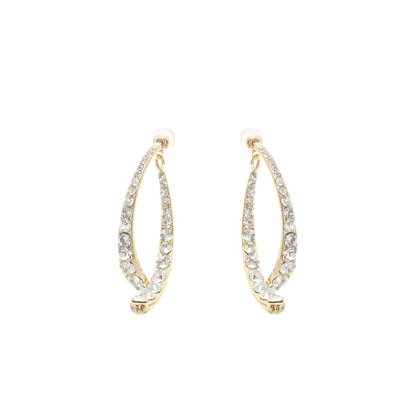 Crystal Accent Gold Crescent Earrings