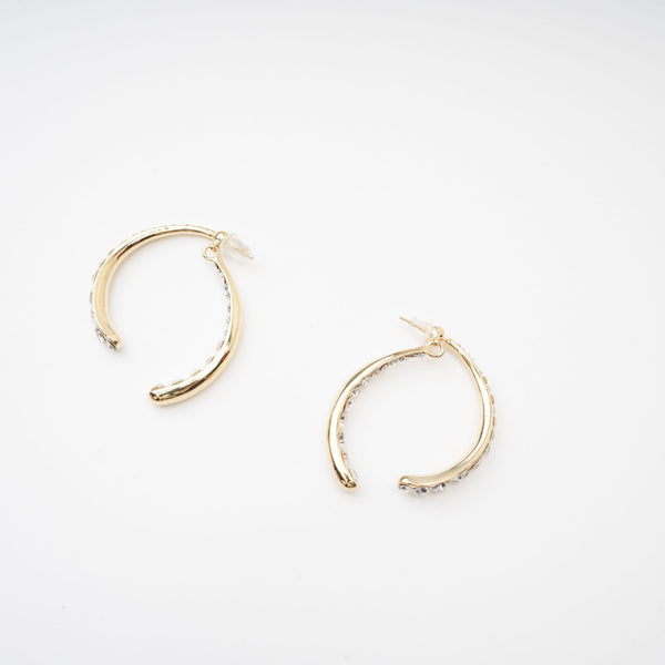 Crystal Accent Gold Crescent Earrings