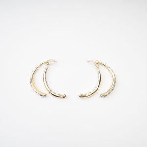 Crystal Accent Gold Crescent Earrings
