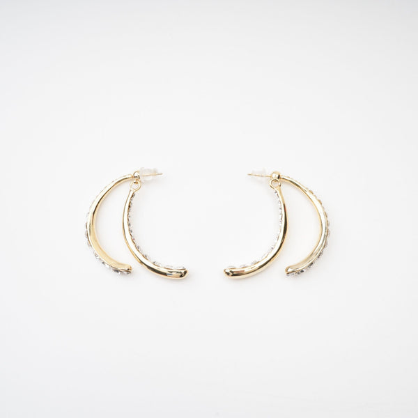 Crystal Accent Gold Crescent Earrings