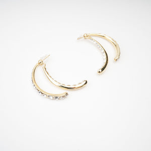 Crystal Accent Gold Crescent Earrings