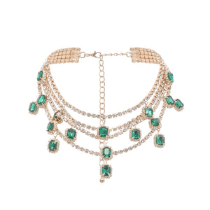 Emerald Crystal Statement Choker Necklace
