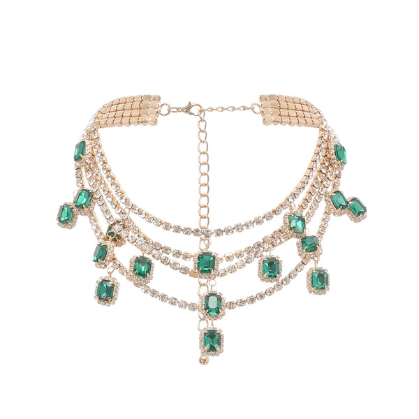 Emerald Crystal Statement Choker Necklace