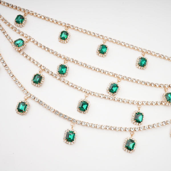 Emerald Crystal Statement Choker Necklace