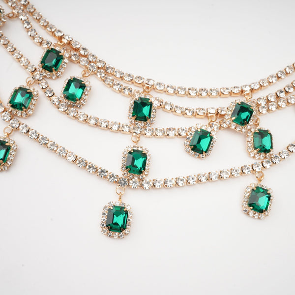 Emerald Crystal Statement Choker Necklace