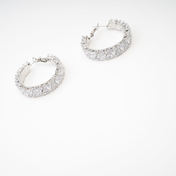 Radiant Cut Crystal Hoop Earrings