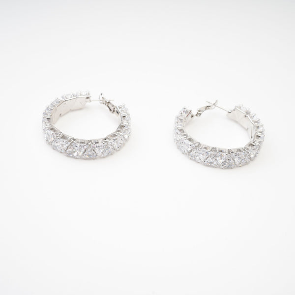 Radiant Cut Crystal Hoop Earrings