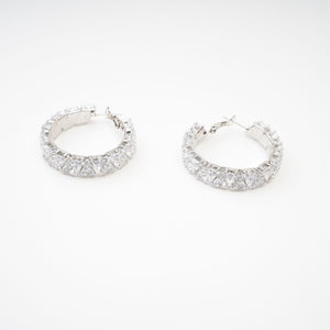 Radiant Cut Crystal Hoop Earrings