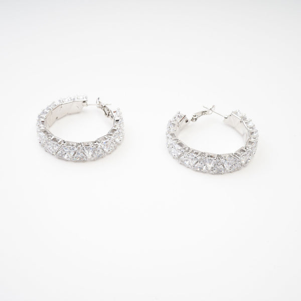 Radiant Cut Crystal Hoop Earrings