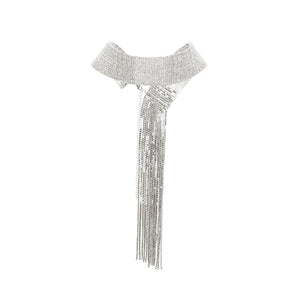 Crystal Fringe Tie Choker Necklace