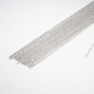 Crystal Fringe Tie Choker Necklace