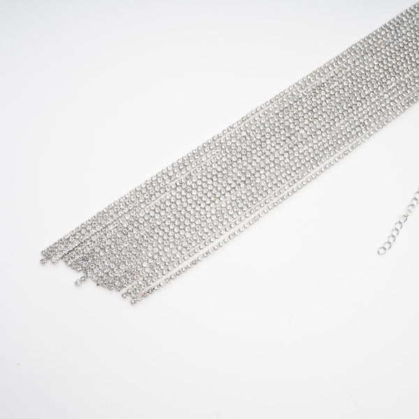 Crystal Fringe Tie Choker Necklace