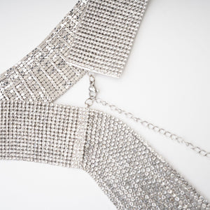 Crystal Fringe Tie Choker Necklace
