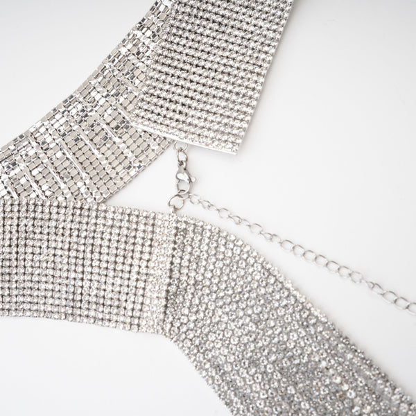 Crystal Fringe Tie Choker Necklace