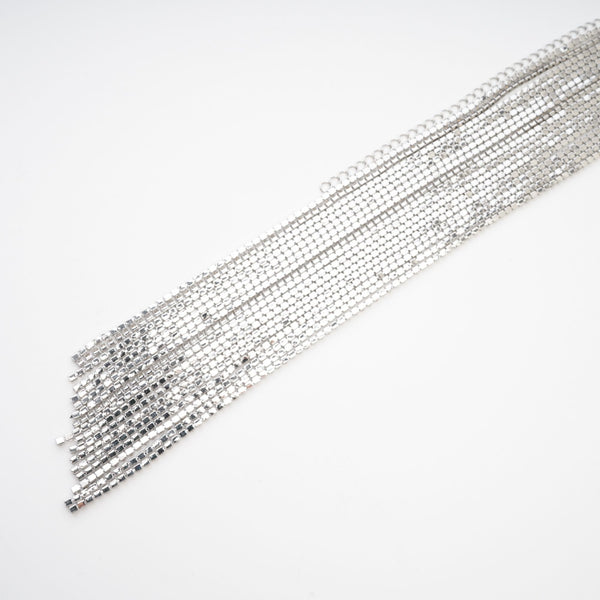 Crystal Fringe Tie Choker Necklace