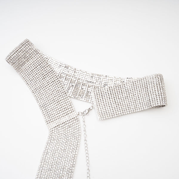 Crystal Fringe Tie Choker Necklace