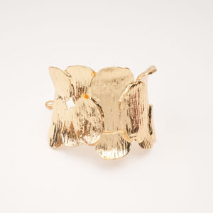 Sculptural Gold Petal Cuff Bracelet
