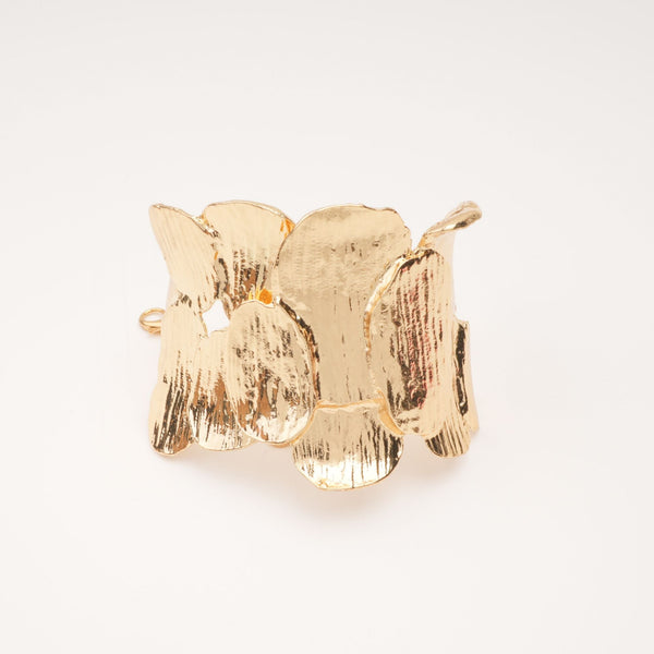 Sculptural Gold Petal Cuff Bracelet