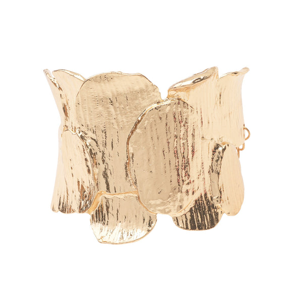 Sculptural Gold Petal Cuff Bracelet