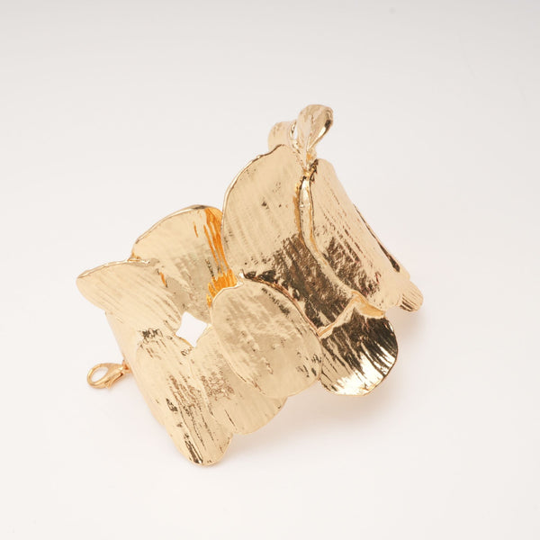 Sculptural Gold Petal Cuff Bracelet