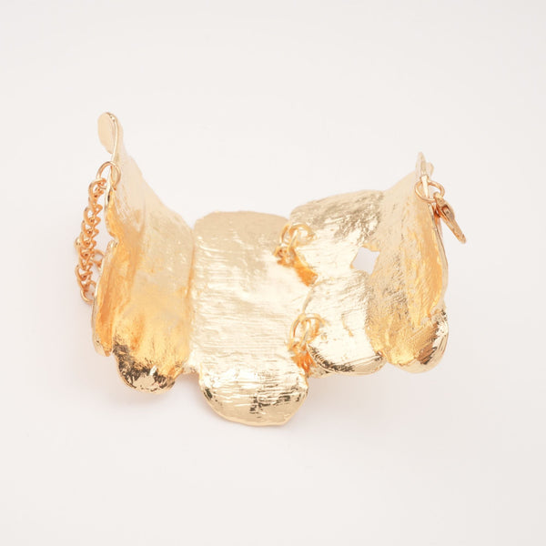 Sculptural Gold Petal Cuff Bracelet