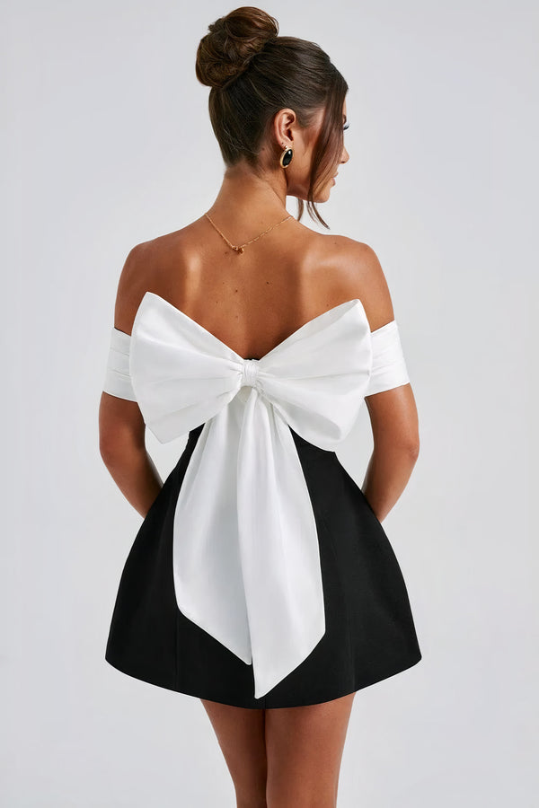 Black & White Bow Mini Dress